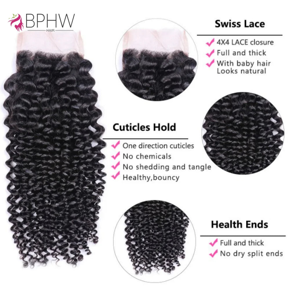 Kinky Curly Lace Frontal Closure Only, 4x4 Brazilian Remy Hair Pre Plucked