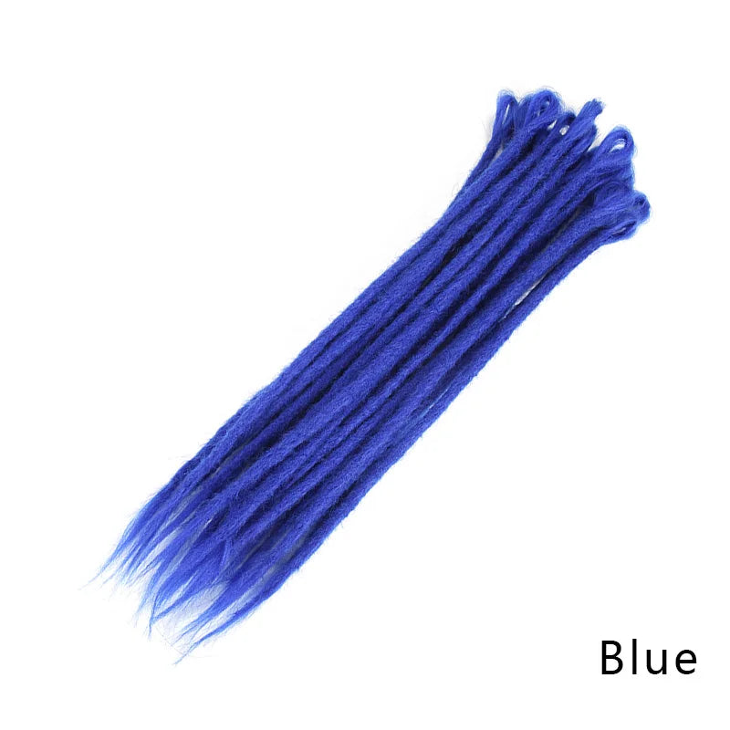 Synthetic 100% Handmade Dreadlocks Extensions Faux Locs Crochet Braid Hair Hip-Hop Style 20 Inch 10 Strands/Pack Blue