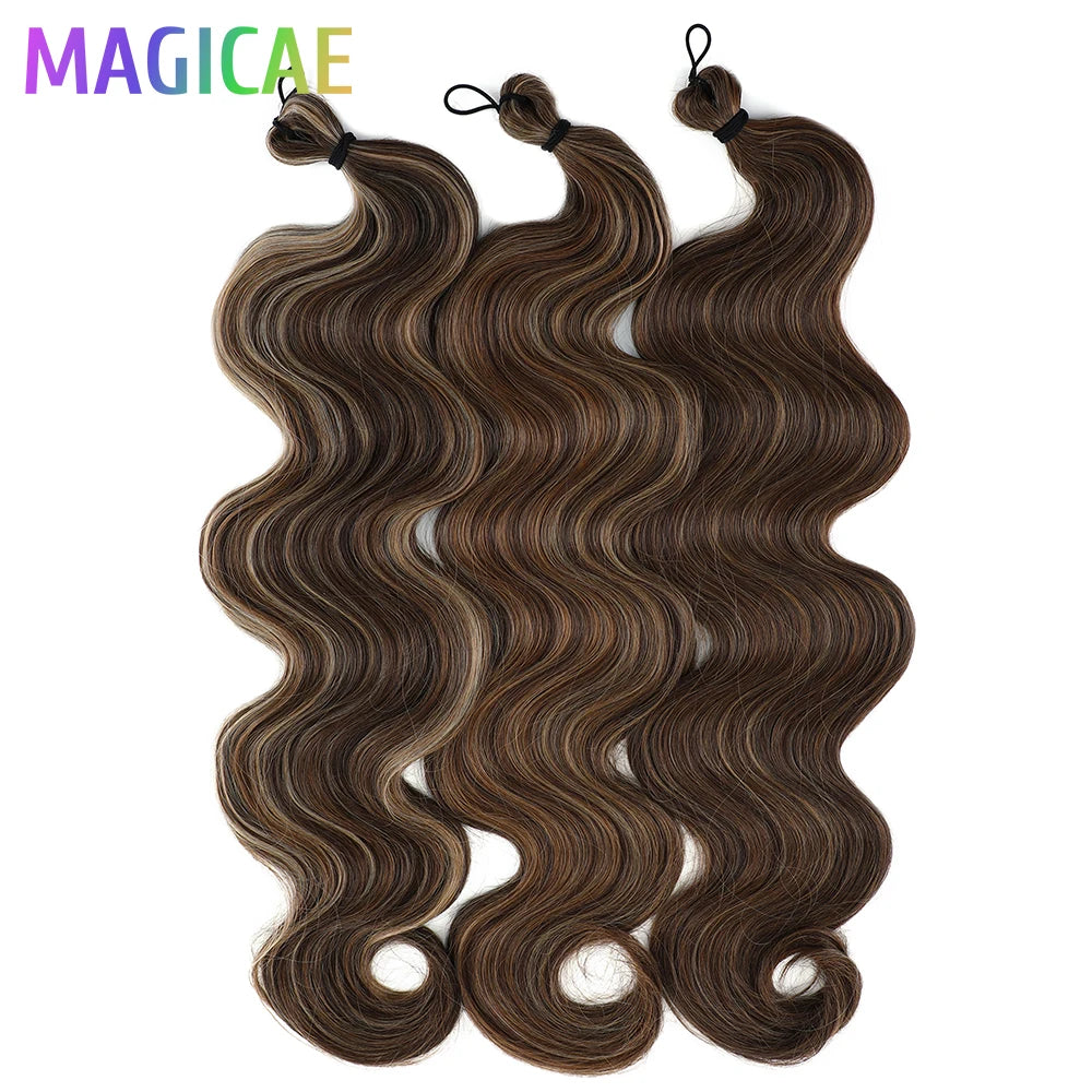 300G 26Inch Ombre Grey Crochet Braids Body Wave Light Brown Highlight Sp4/27/613