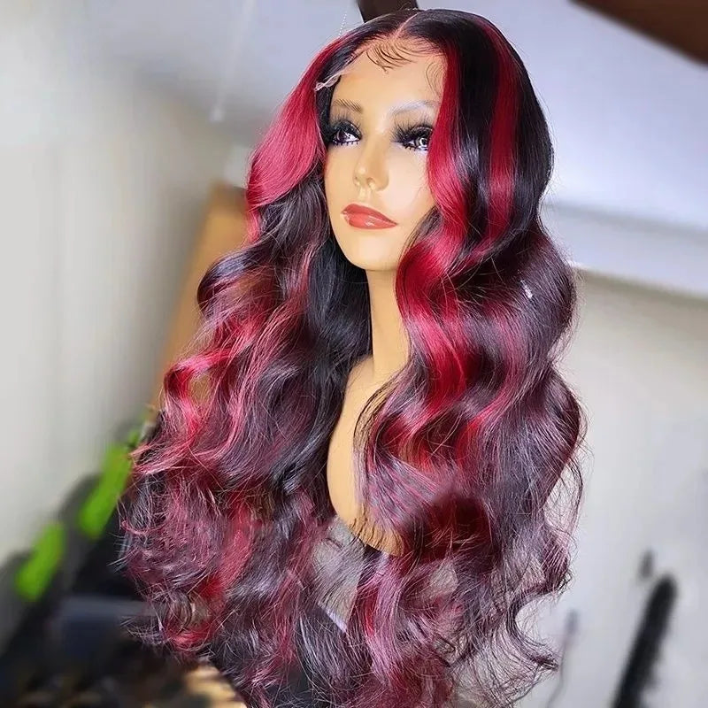 180% Density Brown Roots Ash Blonde Body Wave Lace Frontal Wig, 13x4, Ombre, Synthetic Blend