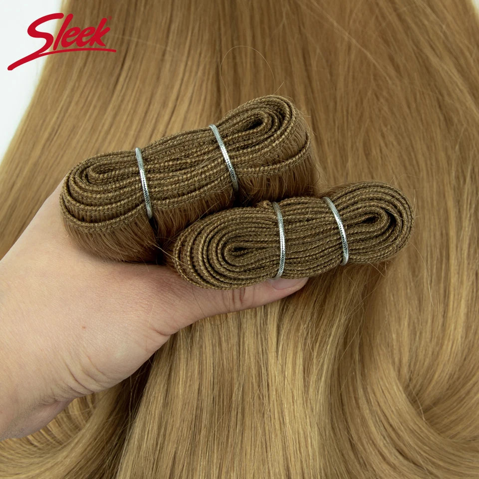 Sleek Peruvian Straight Human Hair Double Drawn Natural Weave Bundles Brown Remy