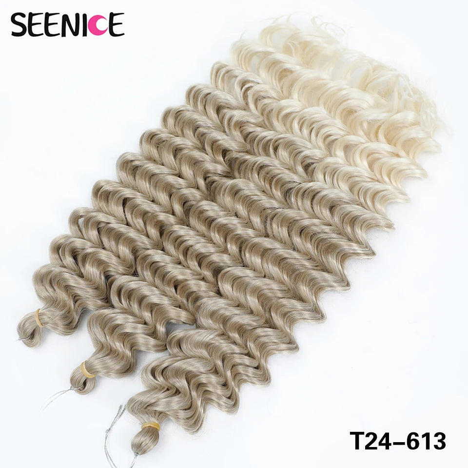 Deep Wavy Twist Synthetic Crochet Hair Afro Curly African Braids Ombre Blonde