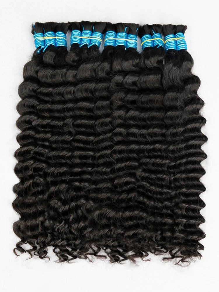 Human Hair Bulk Loose Wave No Weft Bundles Braiding Deep Brazilian Natural