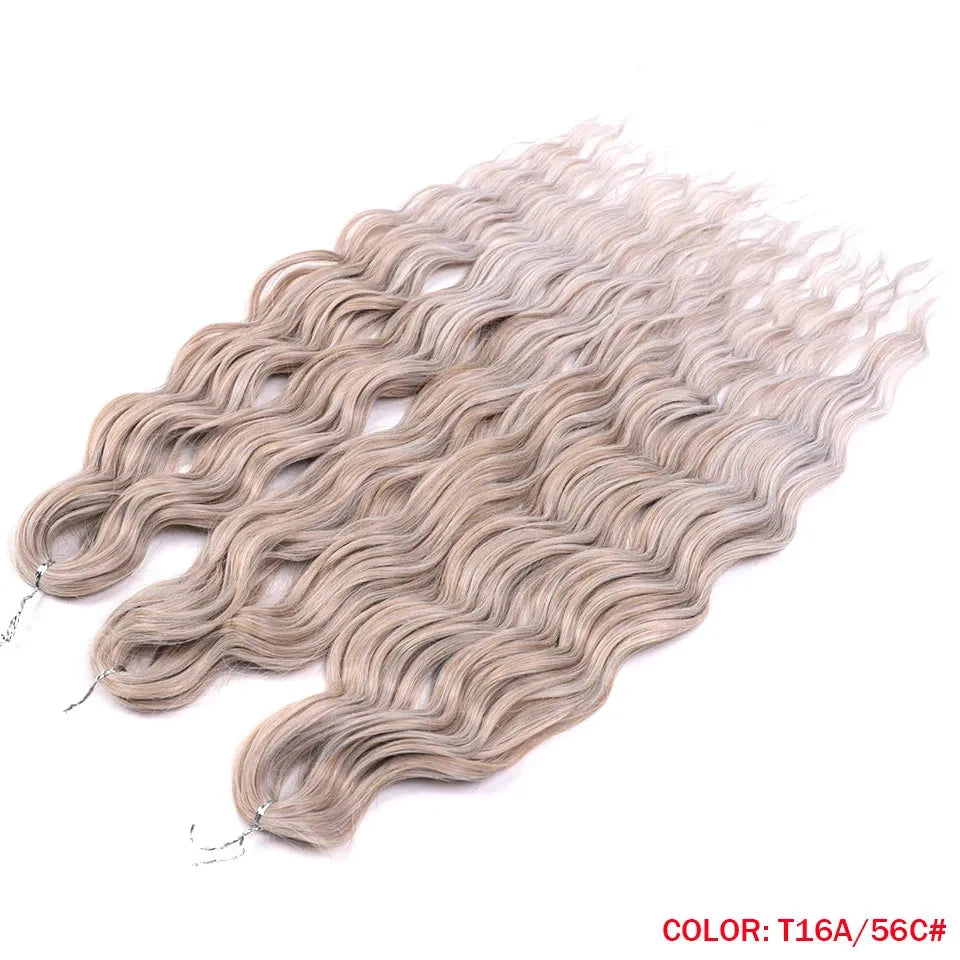 Synthetic Loose Deep Wave 24" Braiding Hair Extensions Water Braid Ombre Blonde