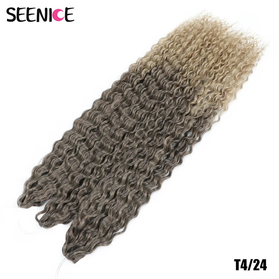 African Curls Synthetic Water Wave Twist Crochet Braiding Hair, Afro Curl, Ombre Blonde Pink Deep Wave
