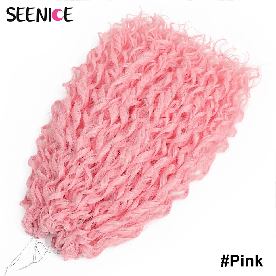 Synthetic Hair Deep Wave Twist Crochet Braid Afro Curl Ombre Blonde Pink