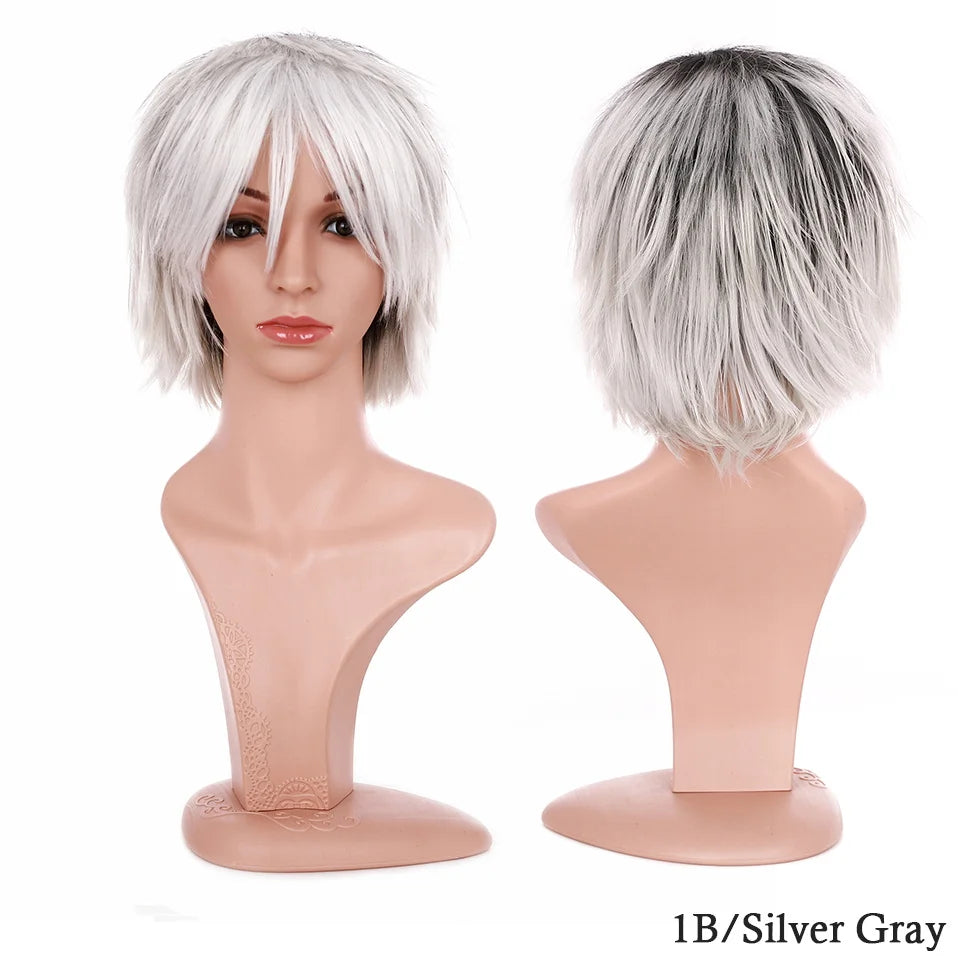Synthetic Wig Cosplay White Red Green Blue Pink Yellow Hair Short Layer