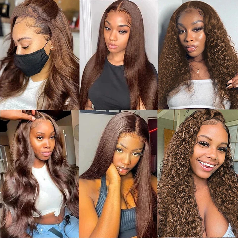 Chocolate Brown Colored Body Wave Human Hair Bundles 4x4/5x5/13x4 Closure Frontal Remy