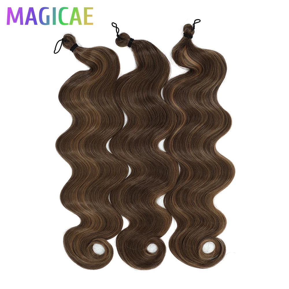 300G 26Inch Ombre Grey Crochet Braids Body Wave Light Brown Highlight Sp4/27/613