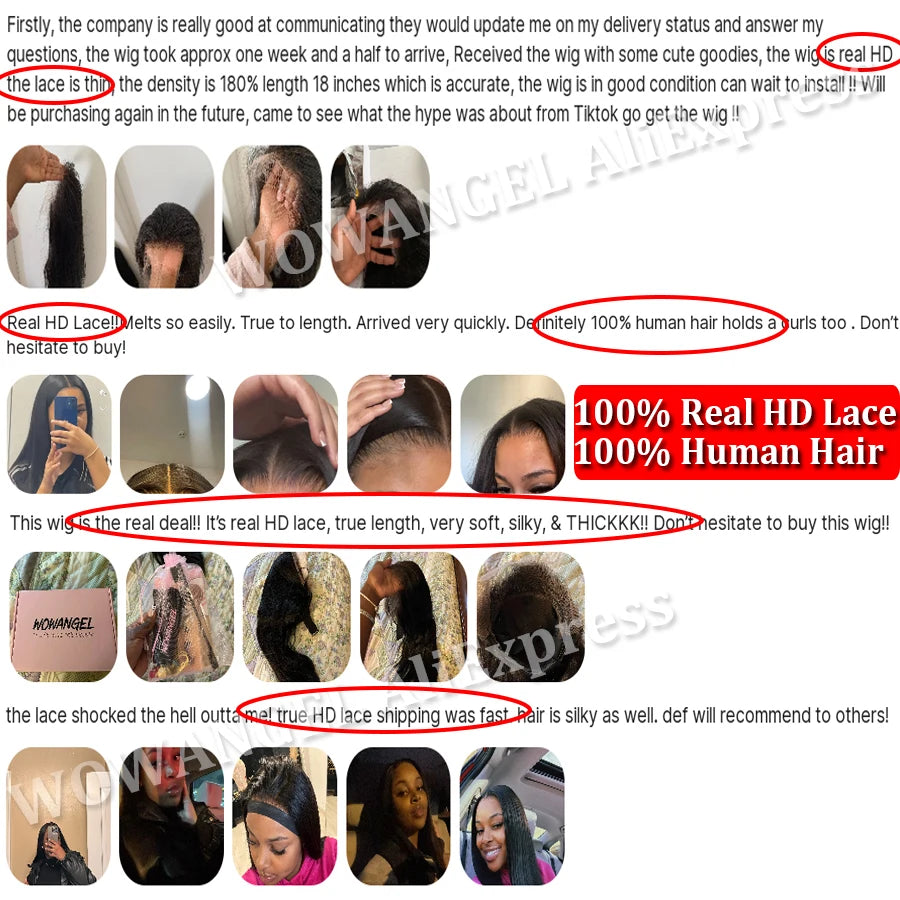 Straight Human Hair 13x6 HD Lace Frontal Wig, 250% Density, Melt Skin