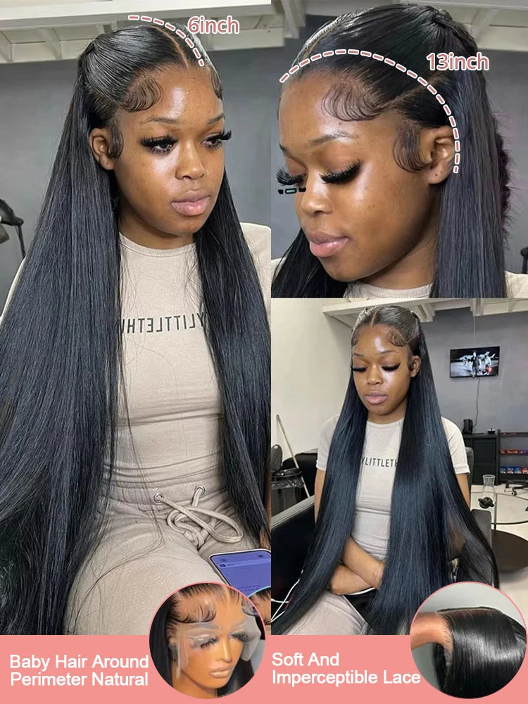 Virgin 13x4 Bone Straight HD Lace Frontal Wig Pre Plucked Transparent Density