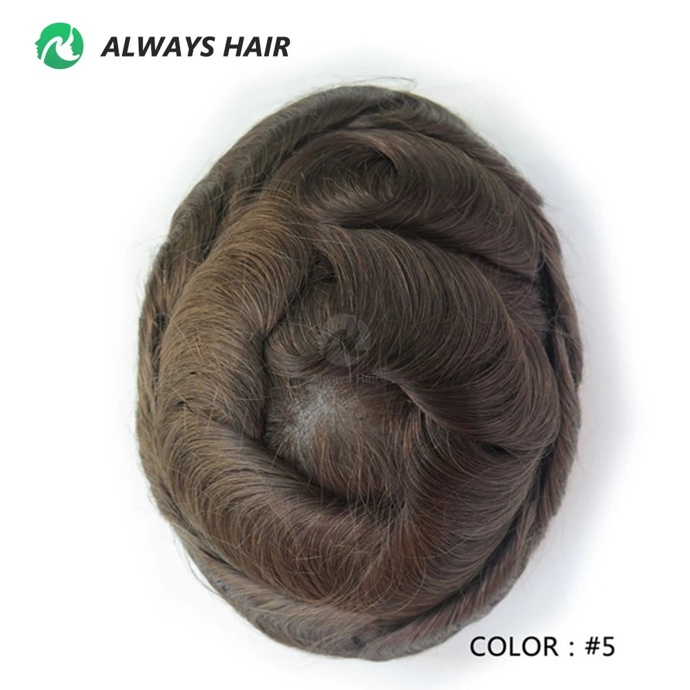 6 Inches Indian Hair Prosthesis Man Human Hair Natural 12-14 Polyskin Gray Human Capillary Prosthesis for Men