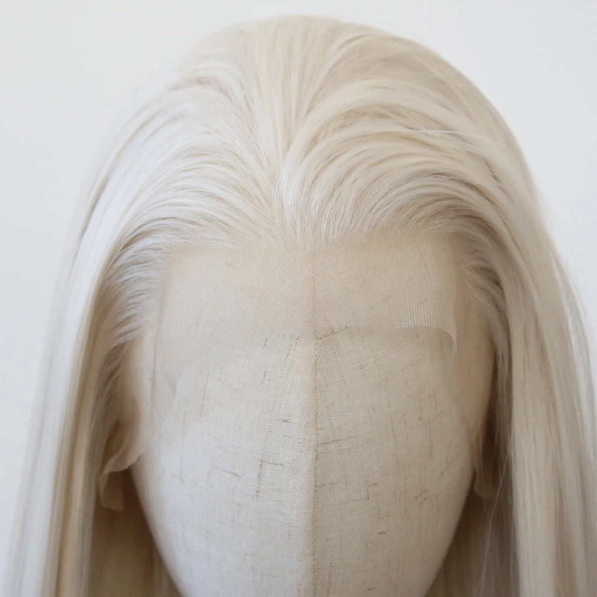 Platinum Blonde Synthetic Lace Front Wig 40inch Long Straight Pre Plucked Natural
