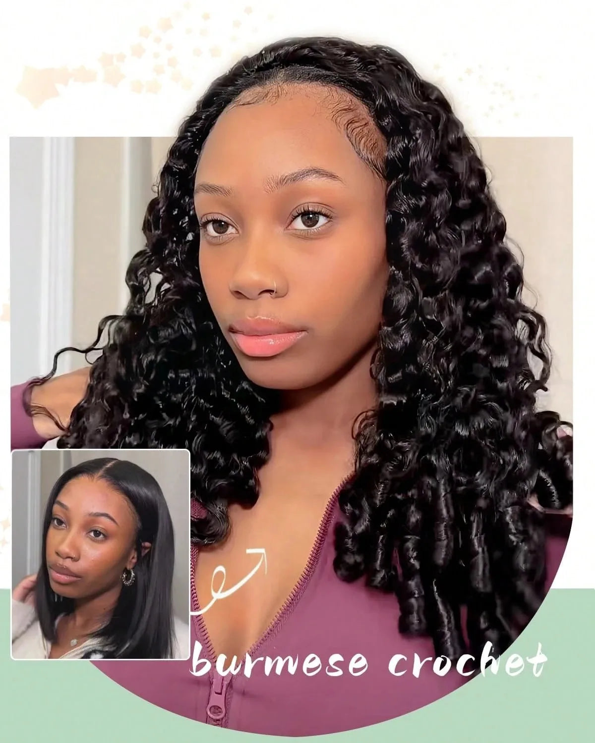 Natural Color Burmese Curly Crochet Human Hair Extensions Soft Silky Bouncy Texture