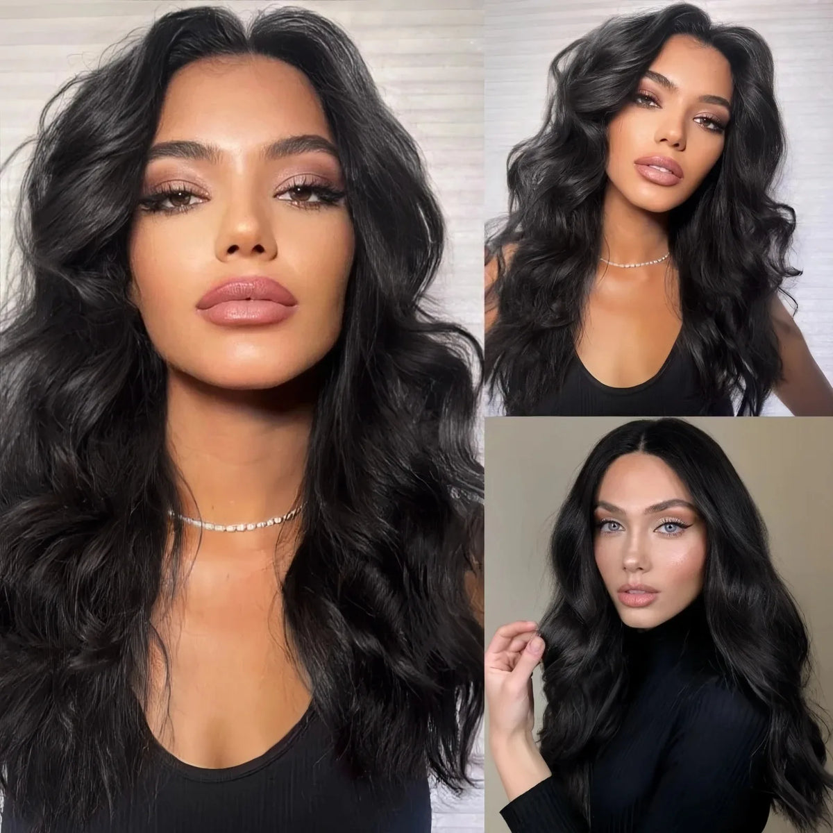 180% Density Brown Roots Ash Blonde Body Wave Lace Frontal Wig, 13x4, Ombre, Synthetic Blend