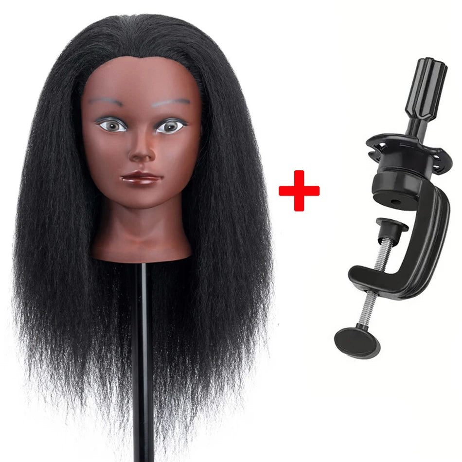 Mannequin Head Human Hair, 100% Real Cosmetology Doll Tripod Stand 18'Training Hairdresser