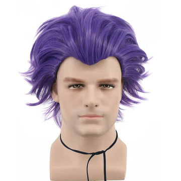 10 Inch Synthetic Hair Purple Short Straight Cosplay Wig for Halloween Christmas School Thanksgiving Day