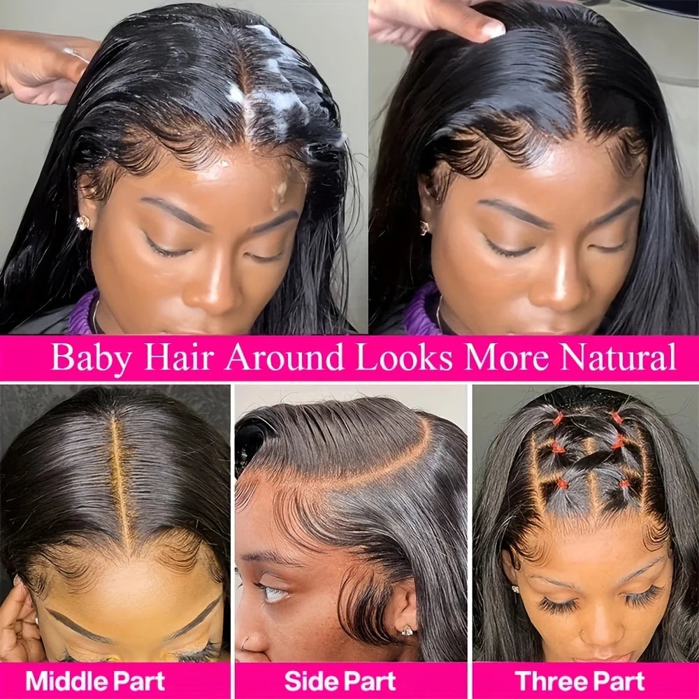 Density Bone Straight, 13x6 HD Lace Frontal Wig Transparent Front Pre Plucked