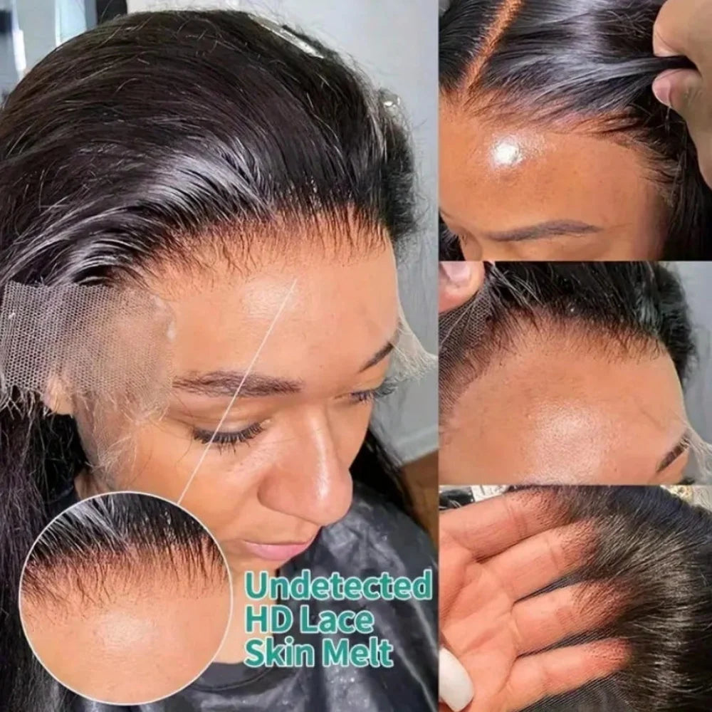 250% Brazilian Straight Human Hair Wigs, 13x4 HD Transparent Lace Front Pre