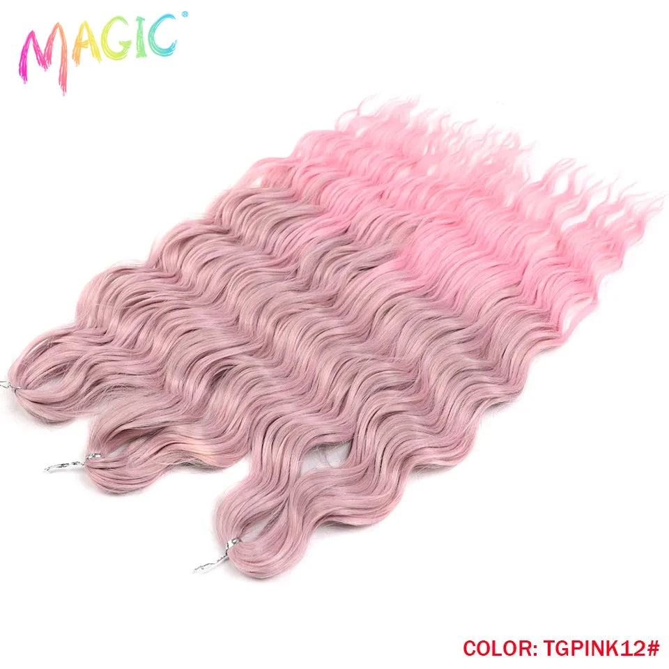 Water Wave Braiding Hair Extensions Ombre Blonde Deep Afro Curl Twist Crochet