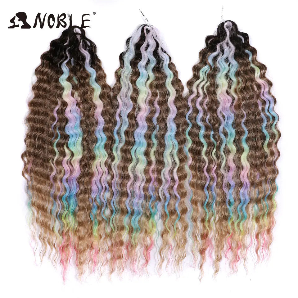 Synthetic Twist Crochet Curly Hair Water Wave Braid Ombre Blonde Brown Deep