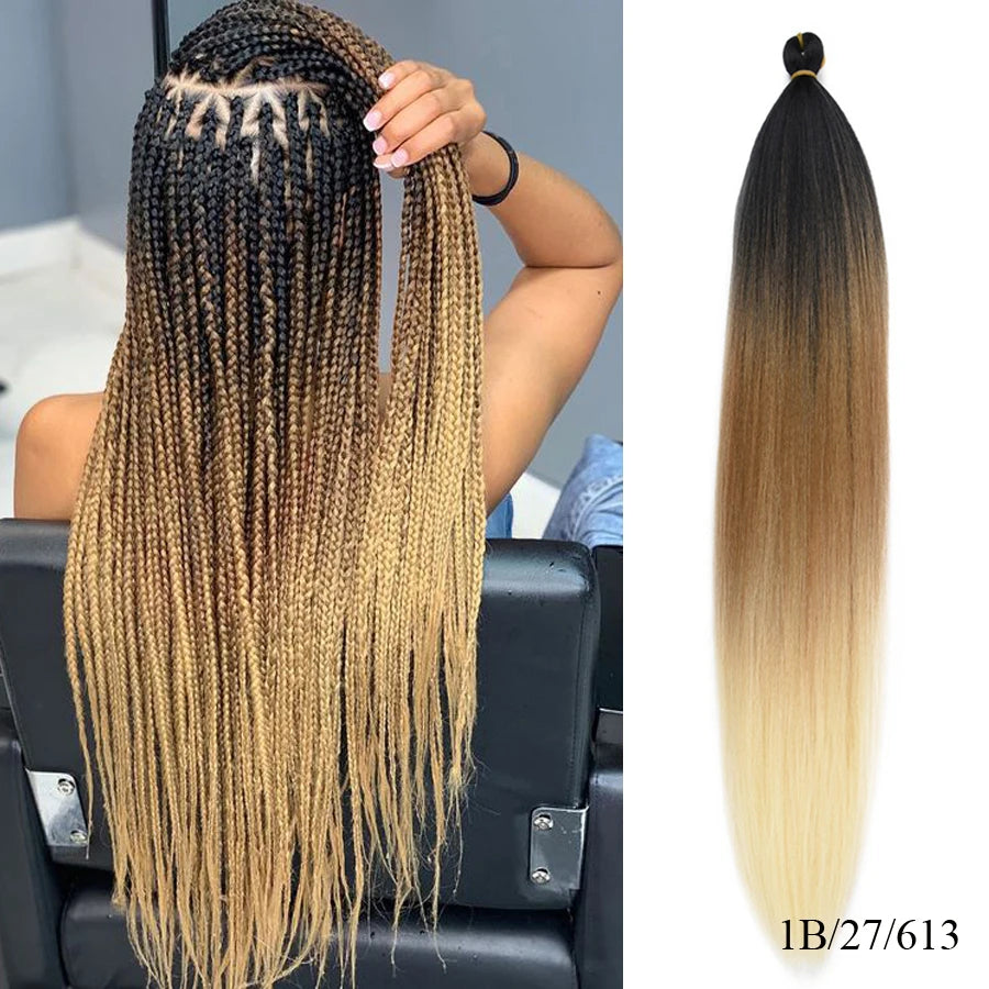 Pre Stretched Ez Braid Synthetic Ombre Brown Light Braids Extensions Senegal Twist