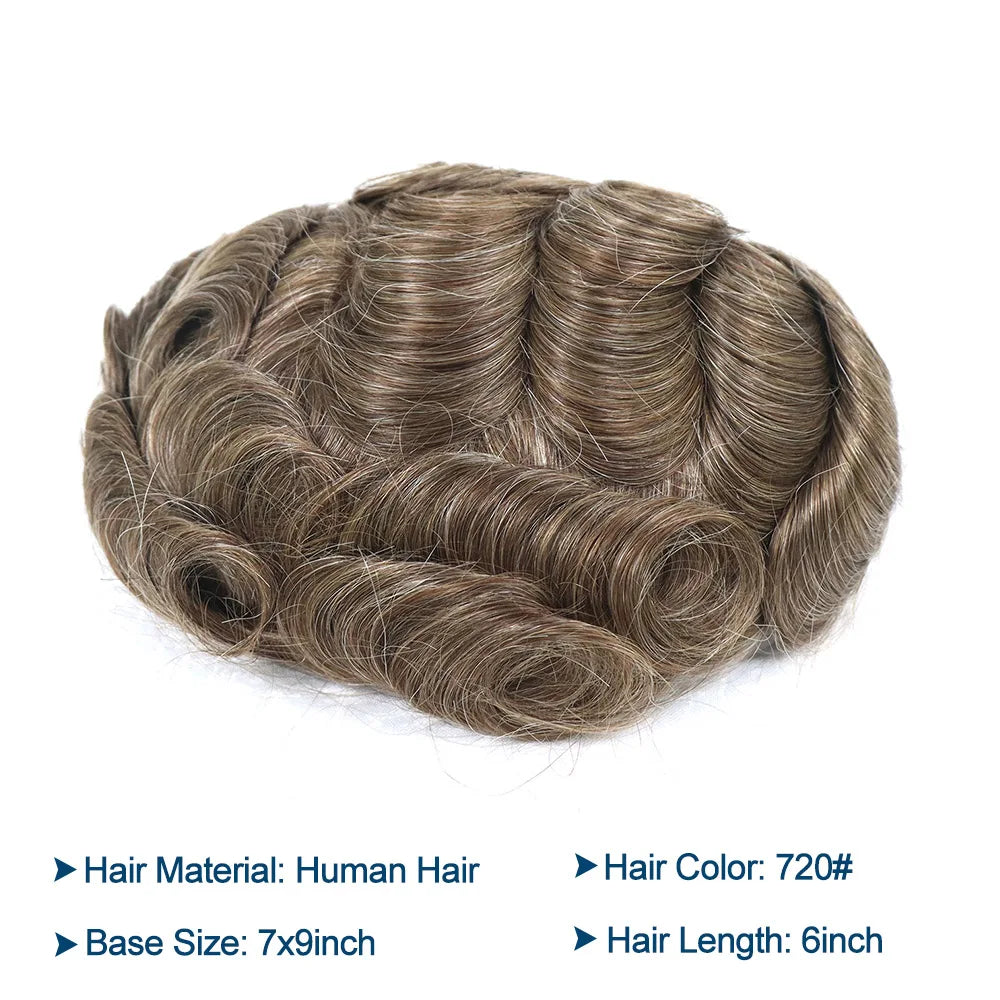 Lace Front & PU Toupee Natural Hairline Hair Prosthesis Human Replacement System