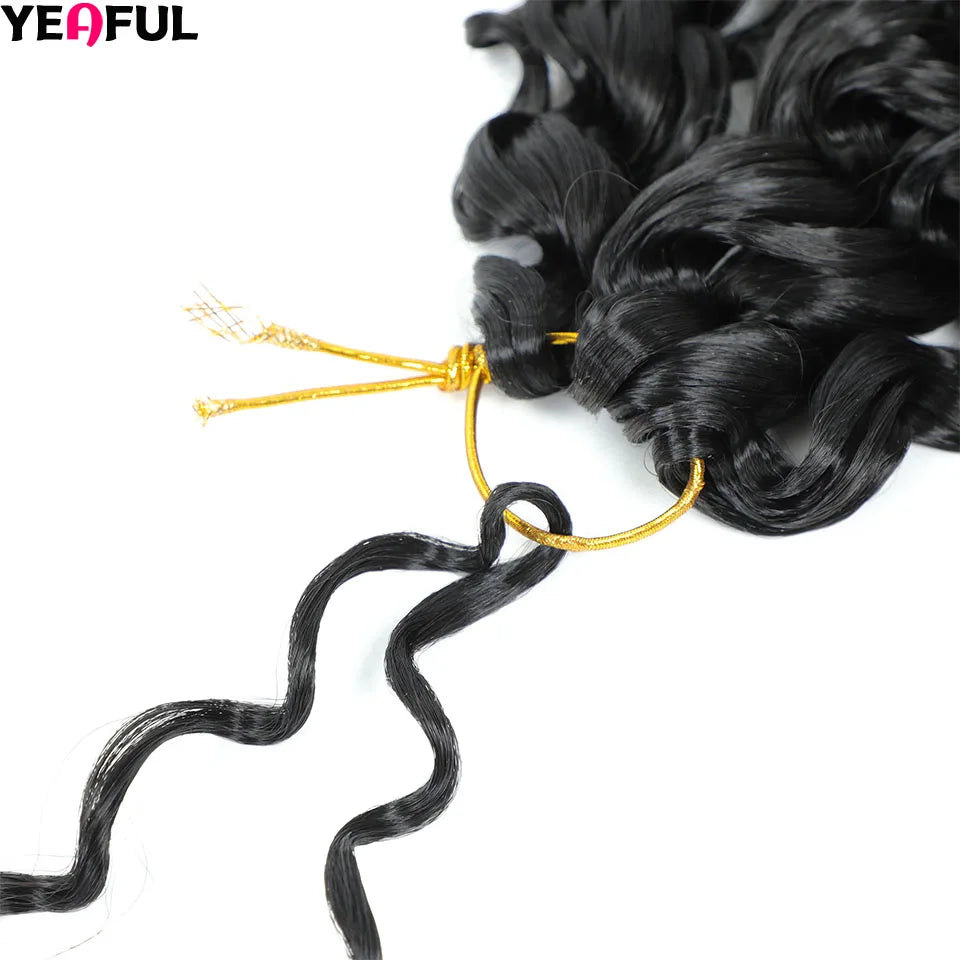 Curl Crochet Hair 14inch 1-8 Packs Ombre Brown Water Wave Curly Braiding