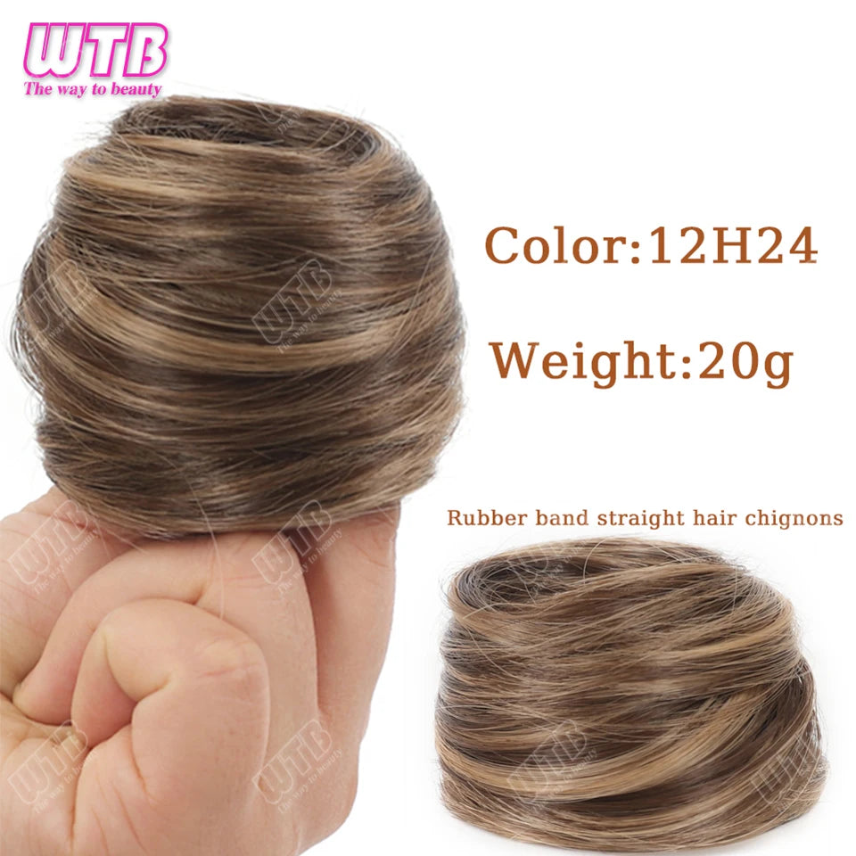 Synthetic Bun Hair Piece Straight Chignon Extension Stretchable Elegant Women's Magic Accessory