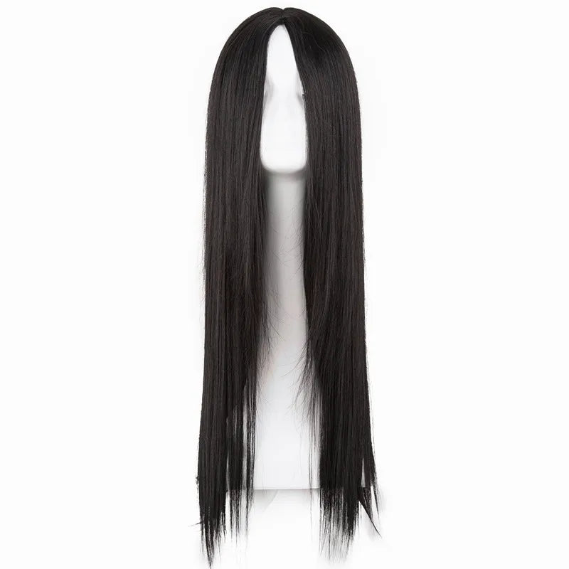 Brown Wig Synthetic Heat Resistant Fiber Long Straight Hair Salon Middle Part