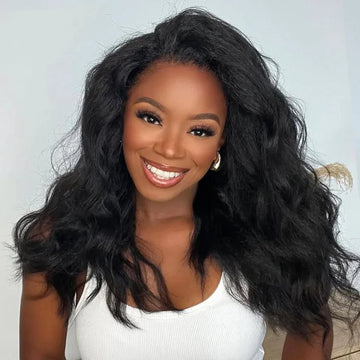 180% Half Wigs Human Hair Kinky Straight Machine Made Upgrade in Drawstring