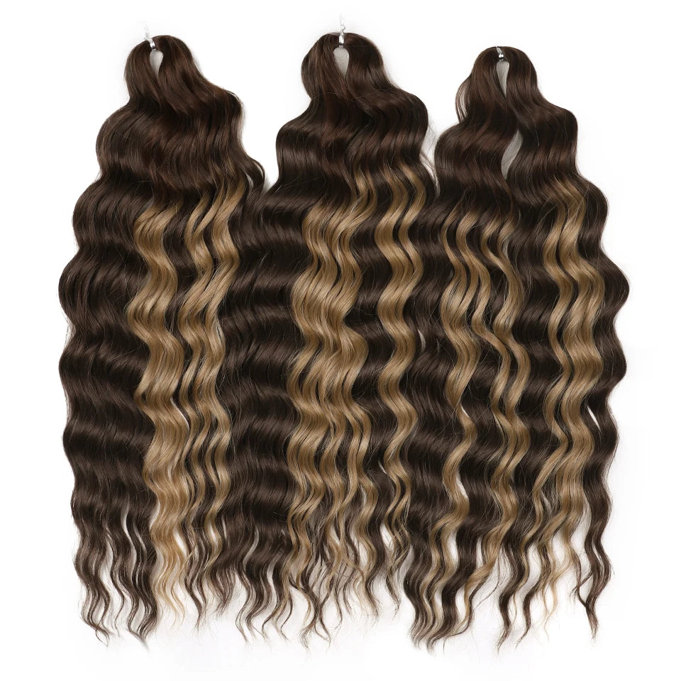 Synthetic Loose Deep Wave 24" Braiding Hair Extensions Water Braid Ombre Blonde