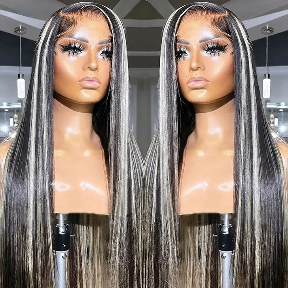 Midnight Blue Wig Long Straight Lace Fornt, 13x4 HD Glueless Synthetic Blend