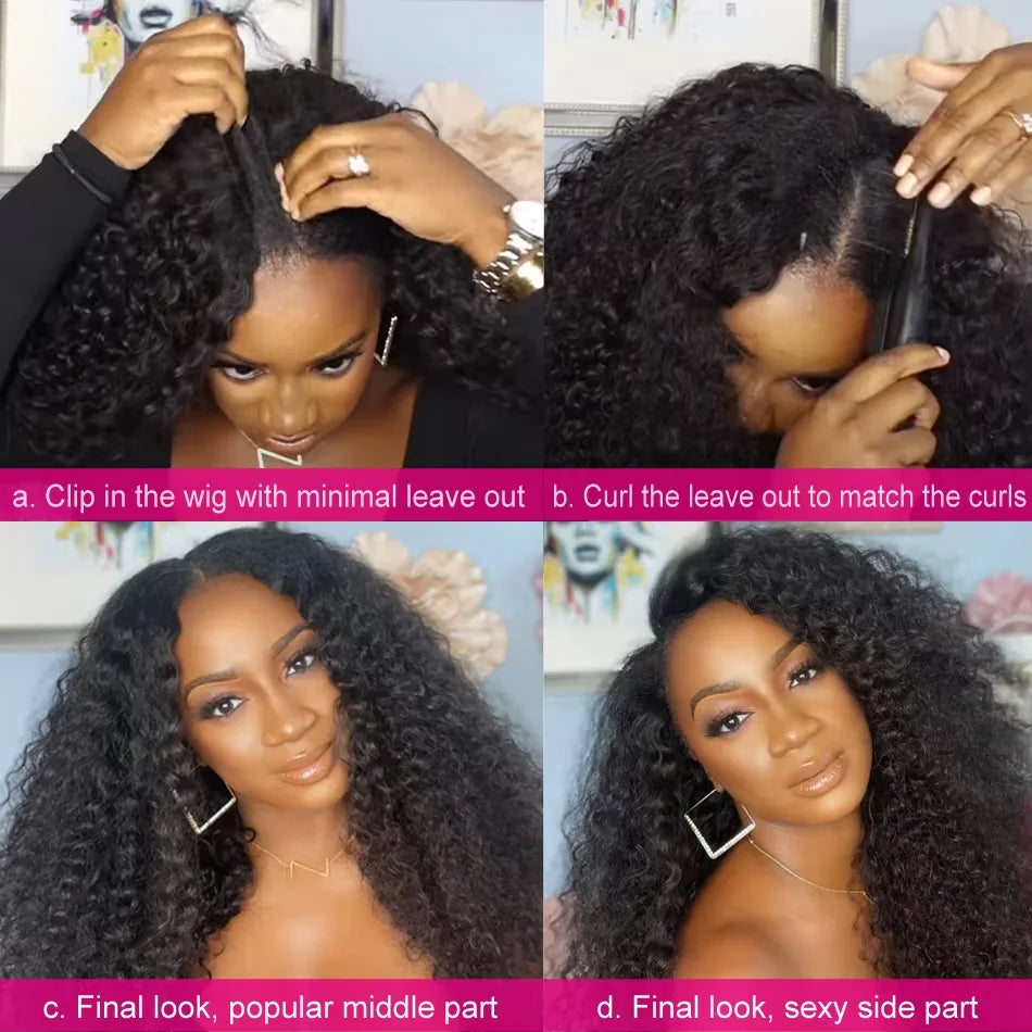 Long Kinky Straight Drawstring U Part Wigs Human Hair V Yaki Full