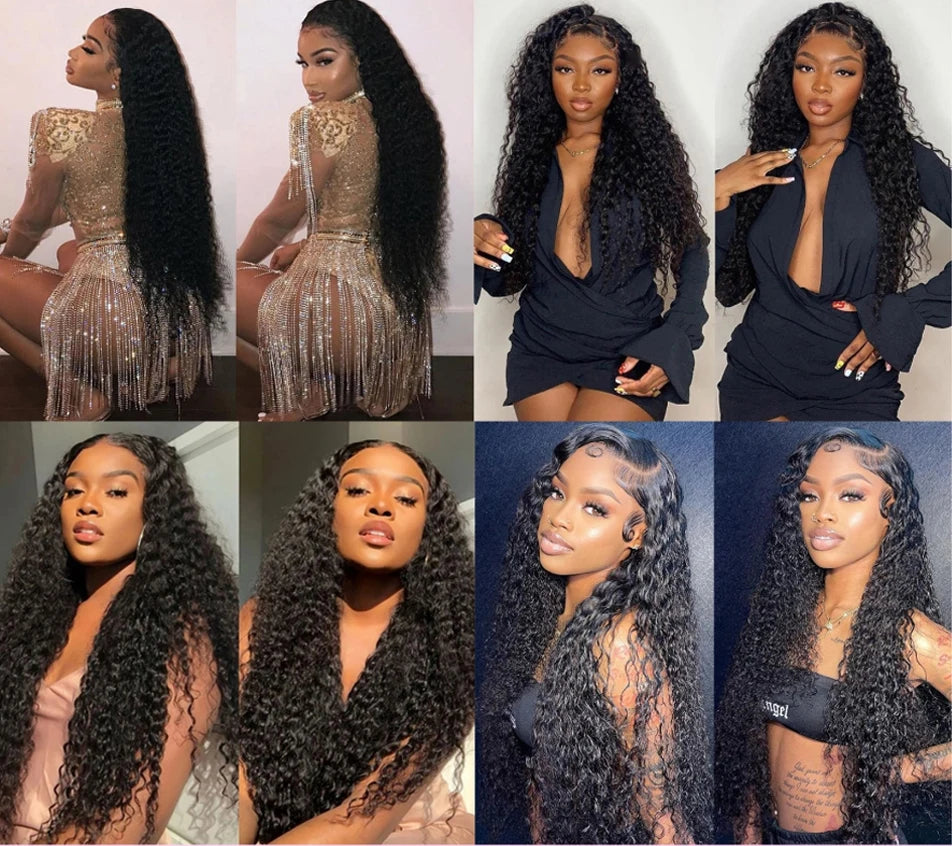 13x6 Glueless Density Brazilian Deep Wave Curly HD Lace Frontal Human Hair