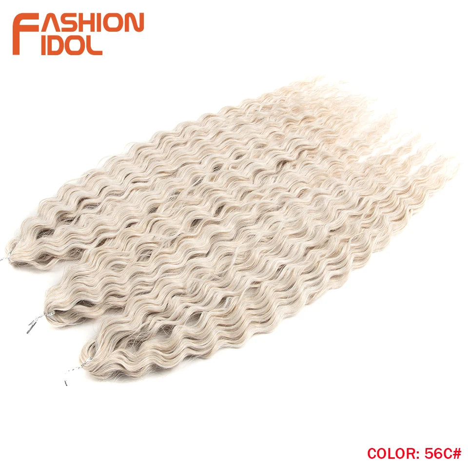Synthetic Twist Crochet Curly Hair Water Wave Braid Ombre Blonde Brown Deep