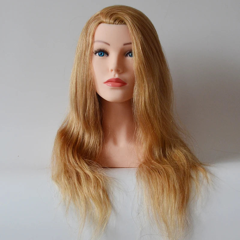 Mannequin Training Head with Real Natural Human Hair, Blonde, 24 Inch, with Shoulder