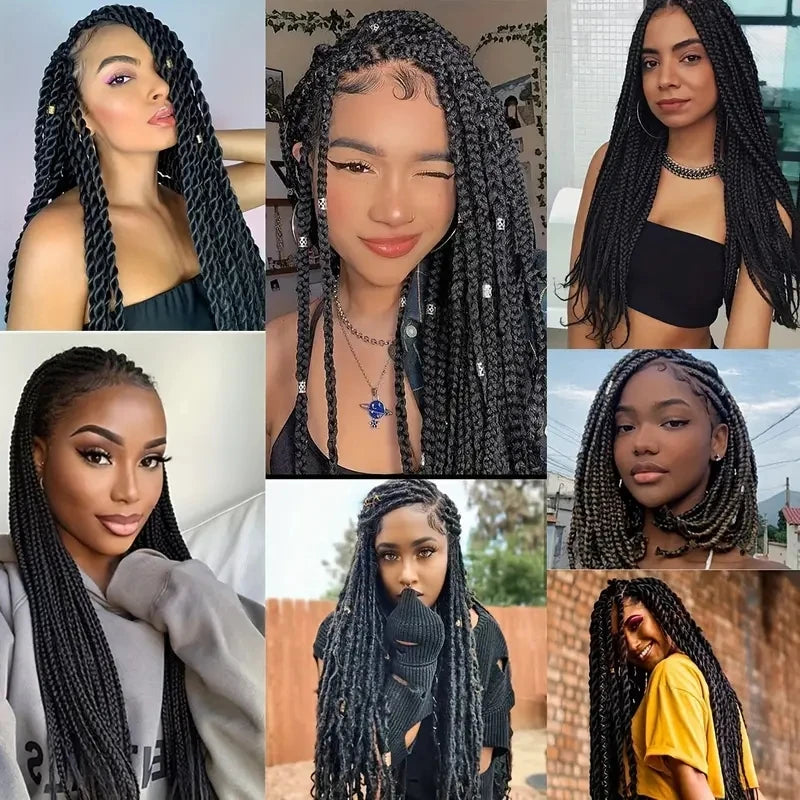 3-12Rolls Black Brazilian Wool Hair Acrylic Yarn For African Synthetic Crochet Hair Jumbo Braids Braids Twist Wraps70G/Roll