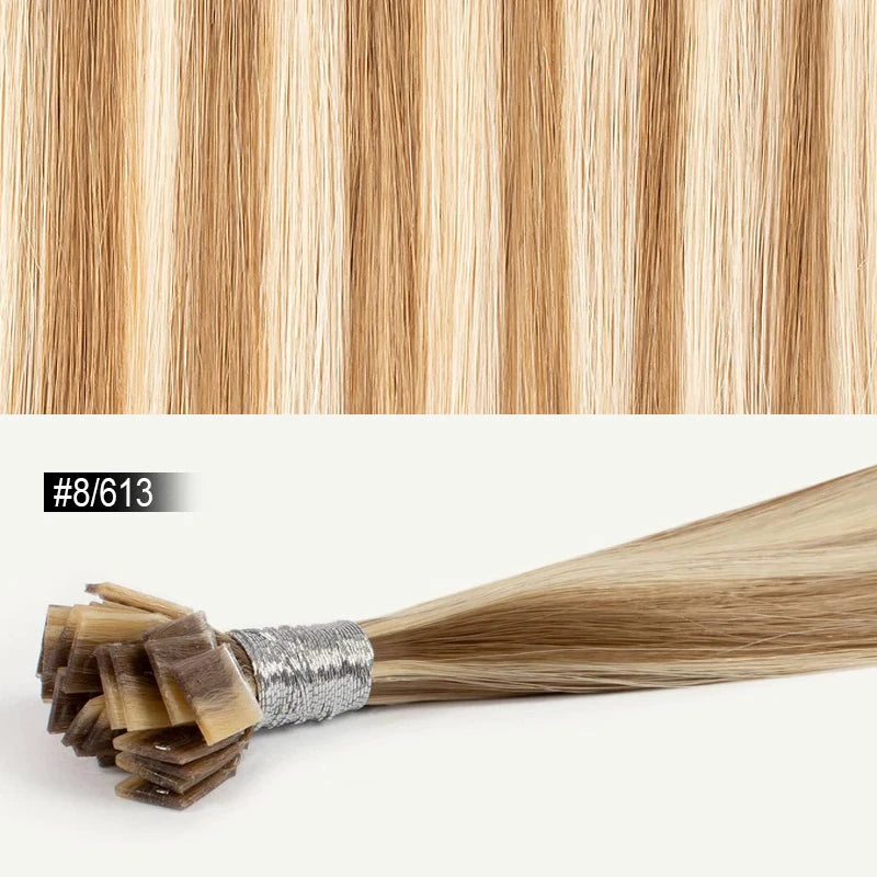 613 Beach Blonde Flat Tip Hair Extensions, 100% Virgin Human Straight Keratin