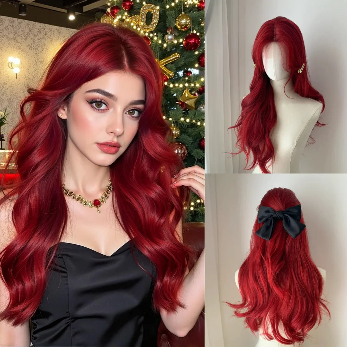 Platinum Blonde White Highlight Dark Roots Synthetic Hair Wigs Long Wavy Cosplay