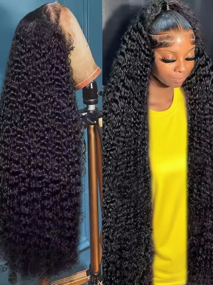 Malaysian Curly 200% Density, 13x6 HD Lace Front Human Hair Wigs Deep