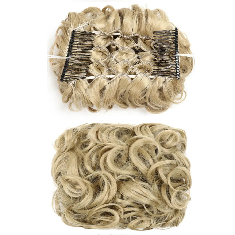 Synthetic Large Comb Clip in Curly Hair Extension Chignon Pieces Updo Cover