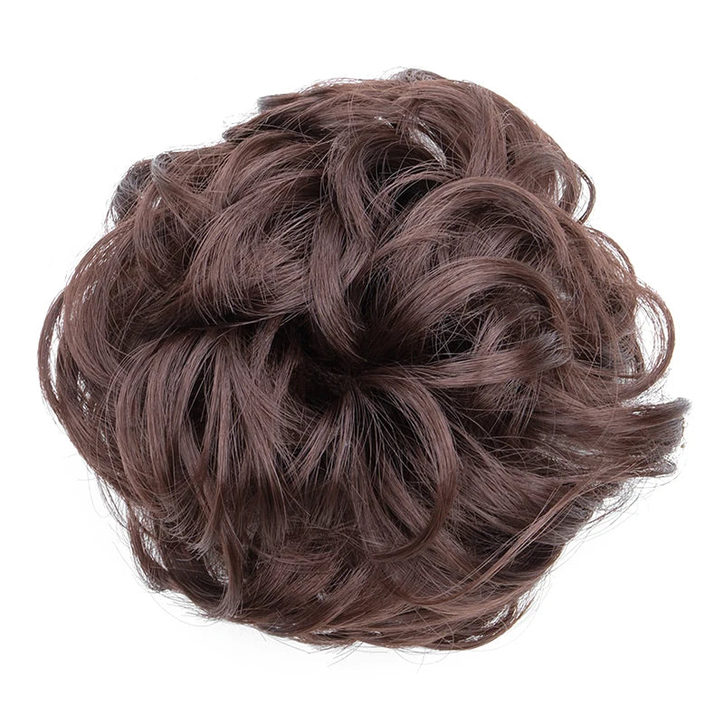 Synthetic Messy Bun Chignon Donut Hair Piece - Blonde Brown, Elastic Scrunchie Bun Pad