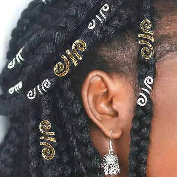Metal Silvery/golden Viking Spiral Hair Braid Dread Beard Dreadlock Beads Rings Tube