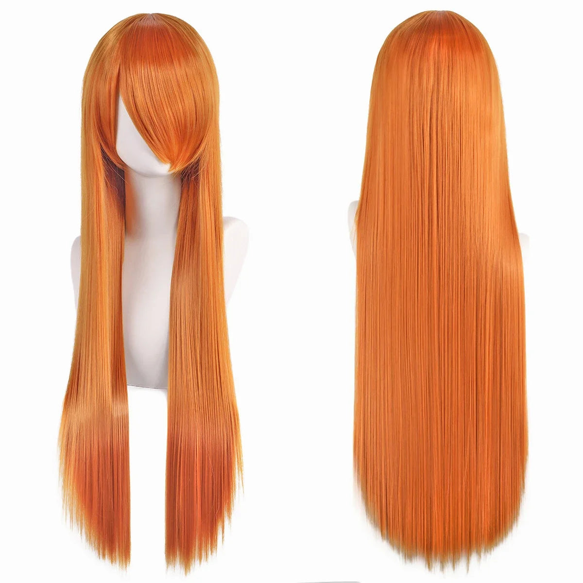80cm Long Straight Synthetic Cosplay Wig with Bangs, White Green Silver Pink, Heat Resistant