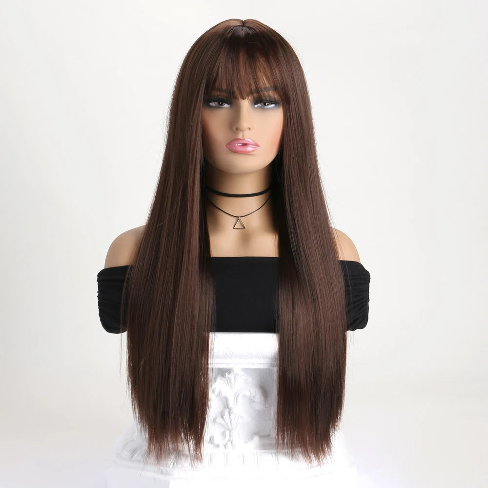 26 Inch Long Straight Synthetic Wig for Halloween Cosplay, High-Temperature Fibre