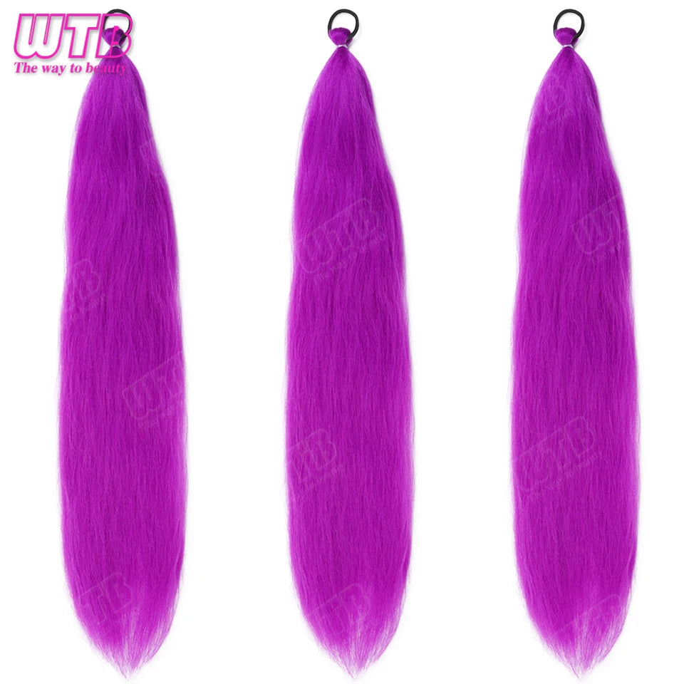 Purple Braids Ponytail Rubber Band Pre Braiding Hair Synthetic Extensions Halloween Costume