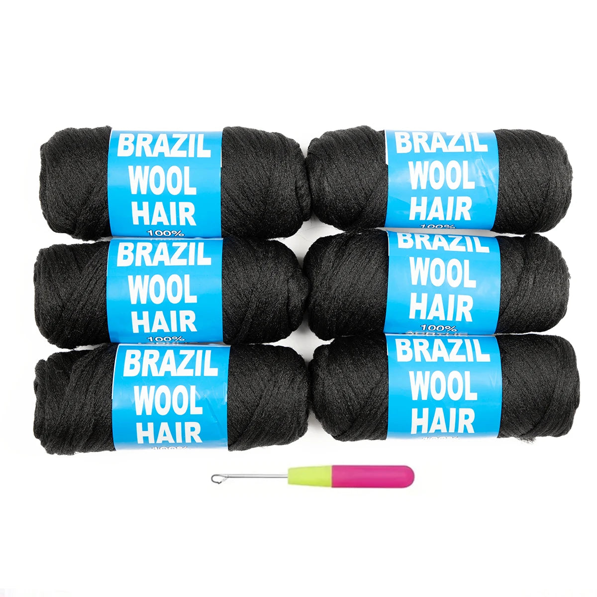 3-12Rolls Black Brazilian Wool Hair Acrylic Yarn For African Synthetic Crochet Hair Jumbo Braids Braids Twist Wraps70G/Roll