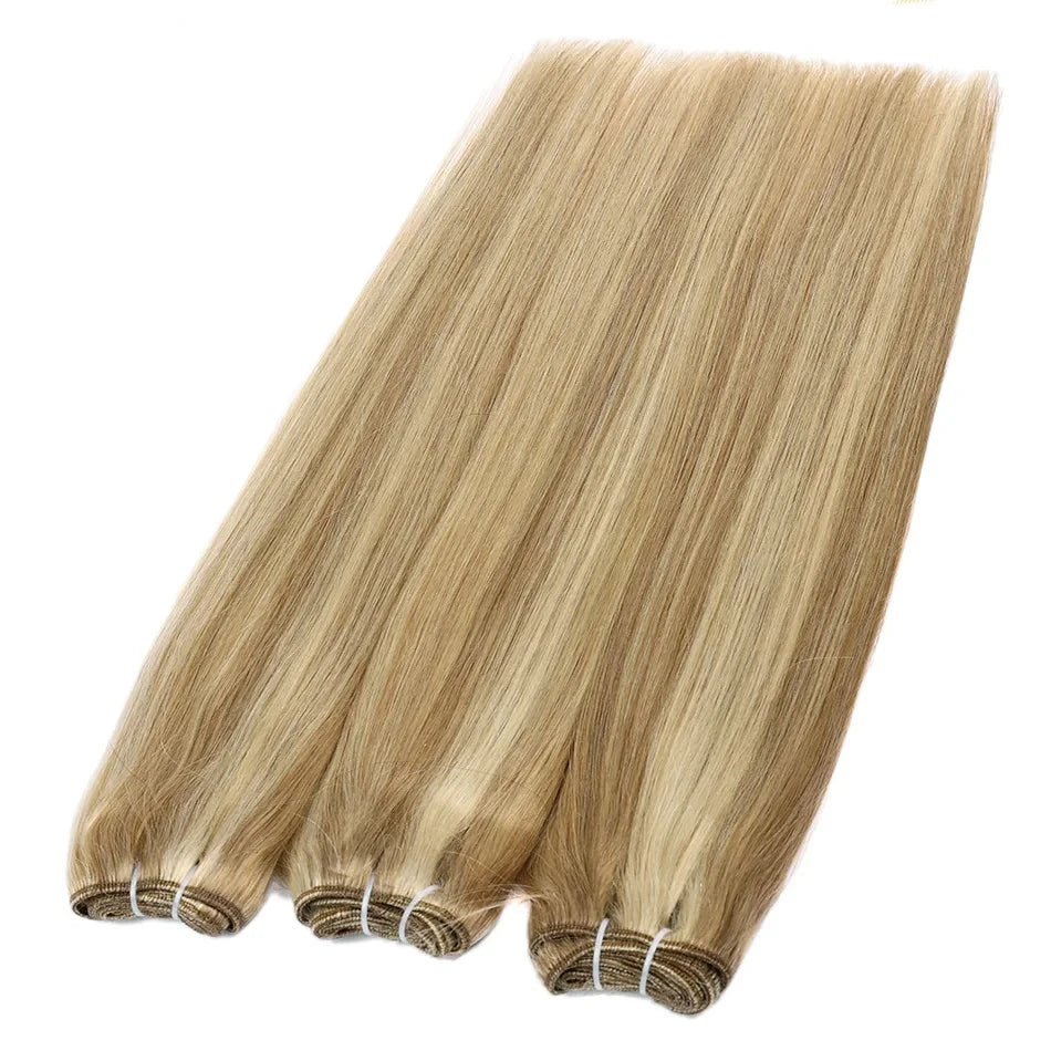 Clip in Hair Extensions, 100% Real Human P8/613 Color Brown Highlight Blonde