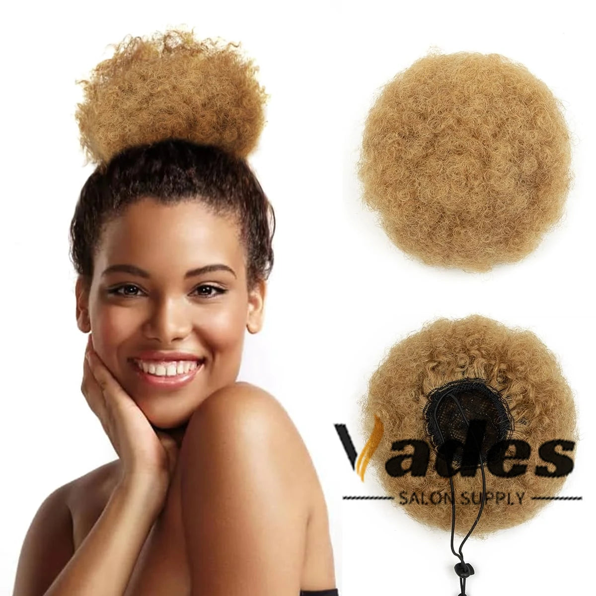 Curly Human Hair Ponytail Afro Kinky Puff Drawstring Bun Piece Clip in